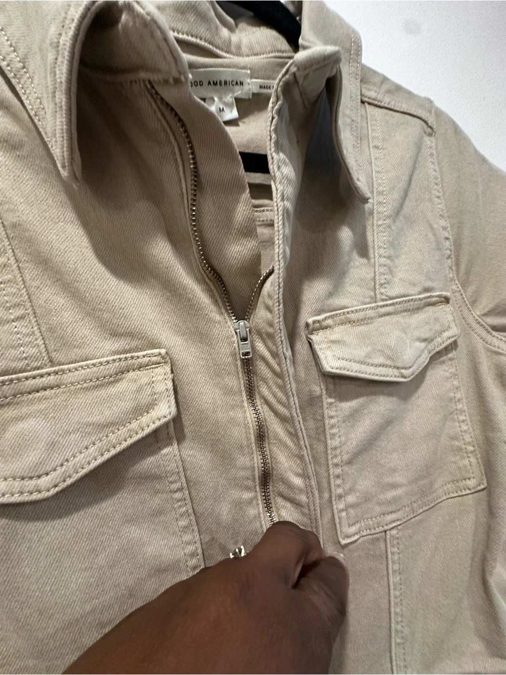 Good American Girl' Utility Shirt Dress in Taupe